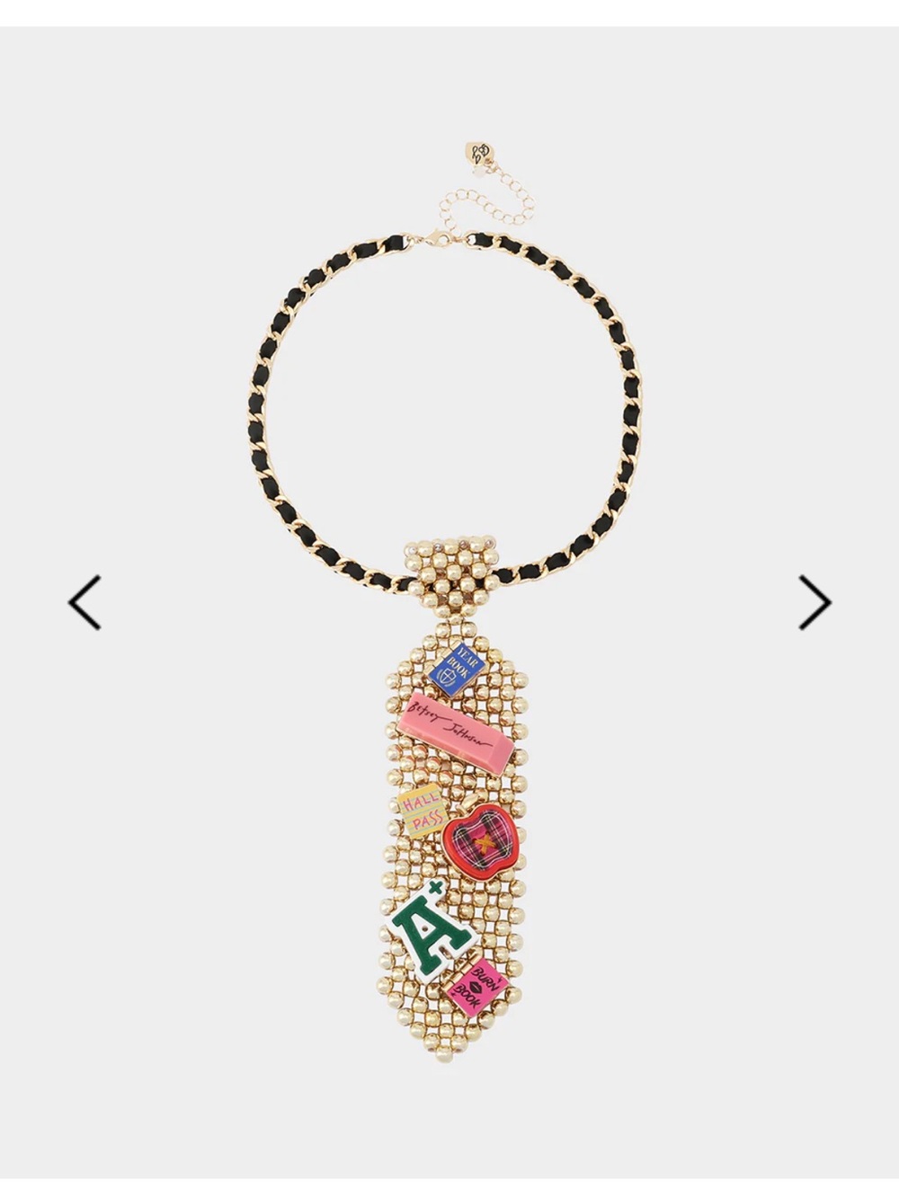 Betsey Johnson School Tie Long Pendant Necklace NWT